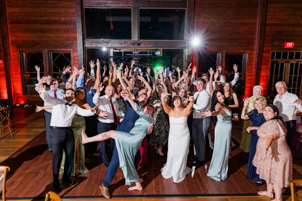 packed dance floor at a wedding
